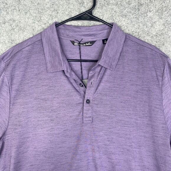NWT Travis Mathew Auckland Slub Mens XL Purple Sage Short Sleeve Golf Polo Logo - Picture 2 of 9